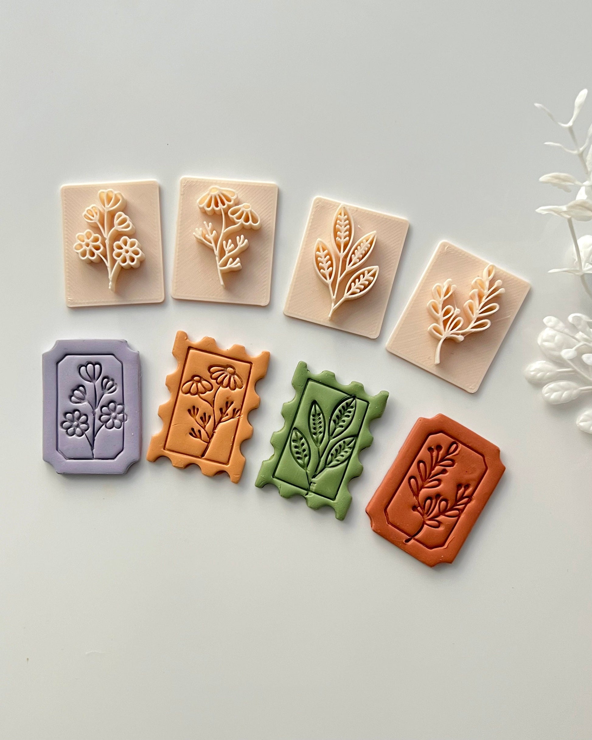 Clay Embossing Stamps Polymer Clay Stamps Soap Making Flower Clay Stamps  Leaves Clay Texture Stamp BOTANICAL STAMPS 