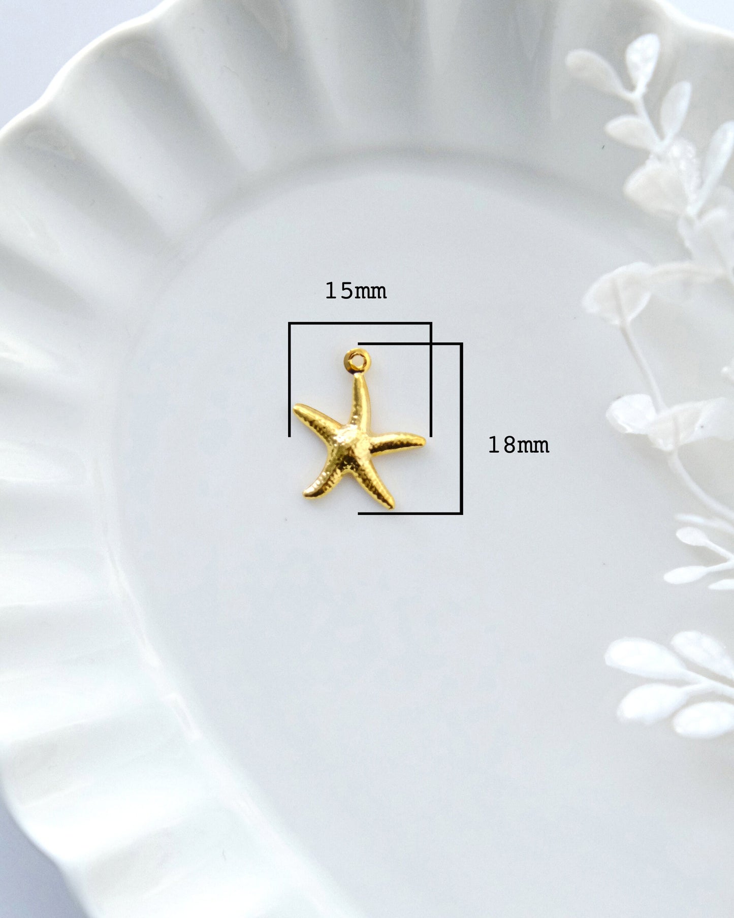 10pcs Gold Plated Brass Starfish Charms