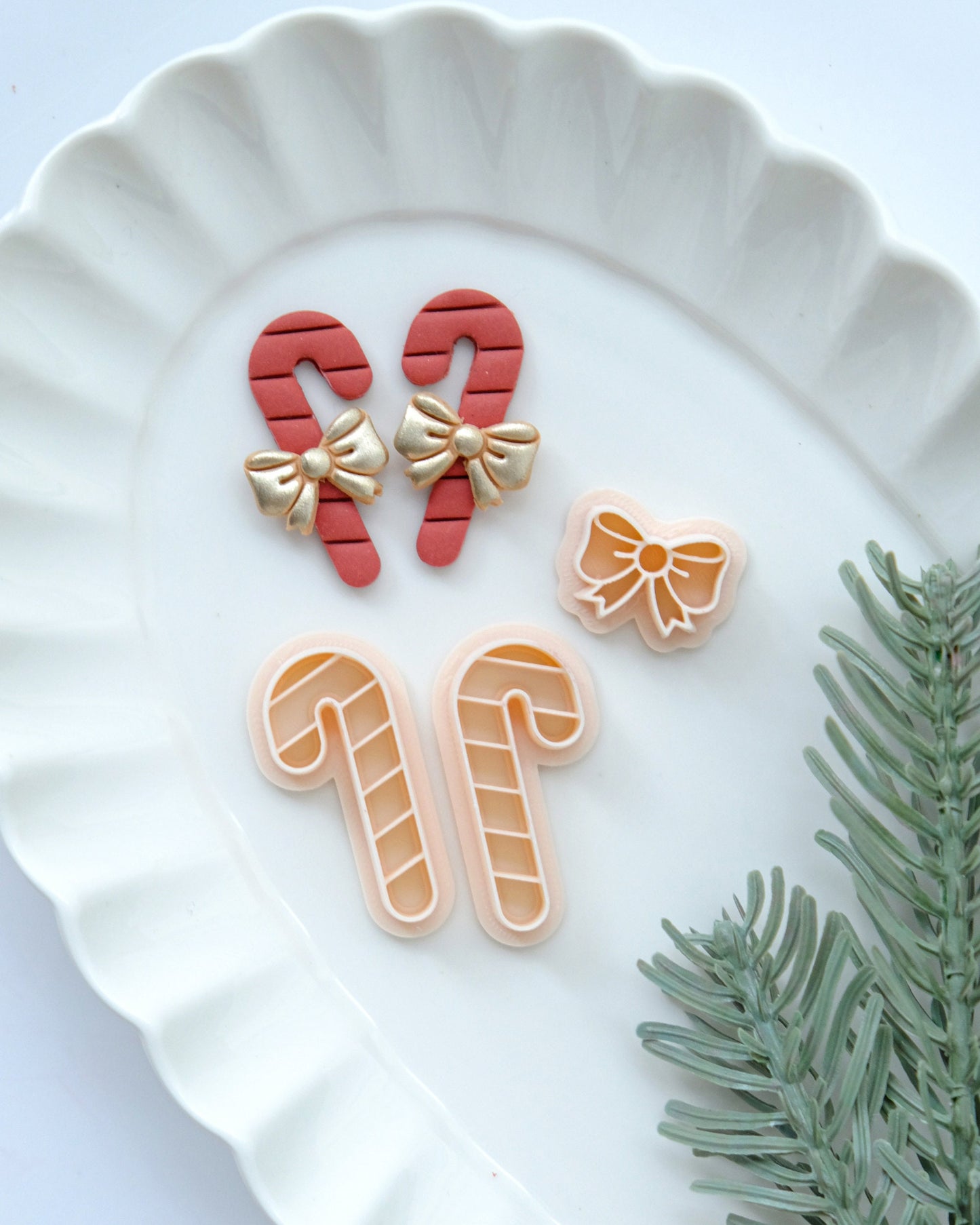 Candy Cane and Bow Christmas Clay Cutters