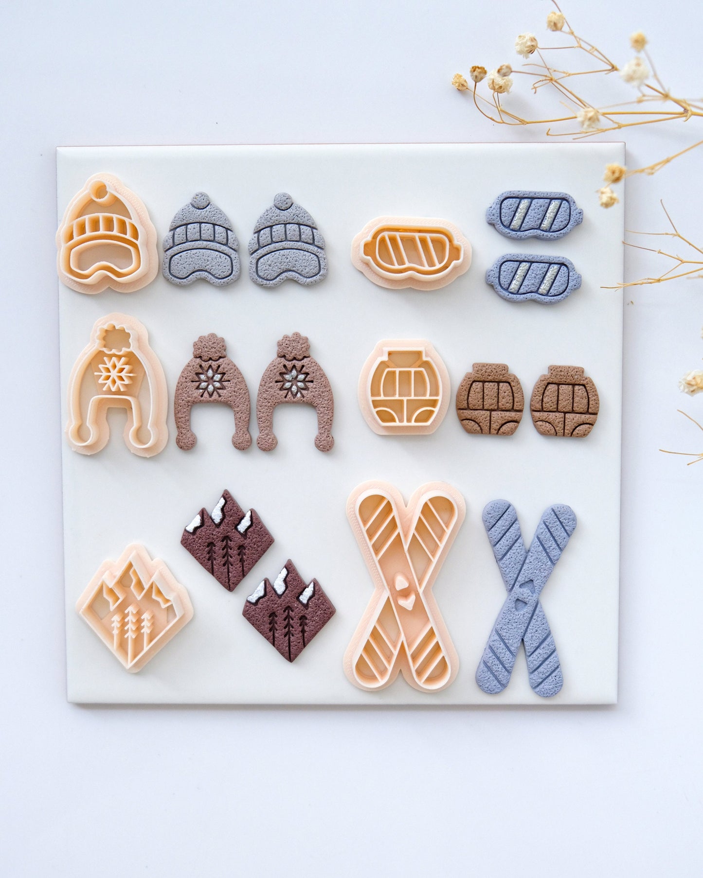 Skiing Polymer Clay Cutters Set