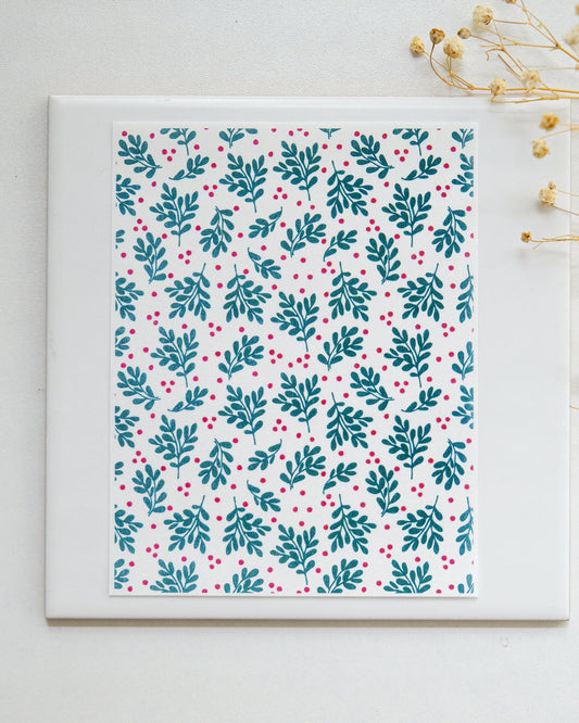 Leaf Christmas Clay Transfer Paper