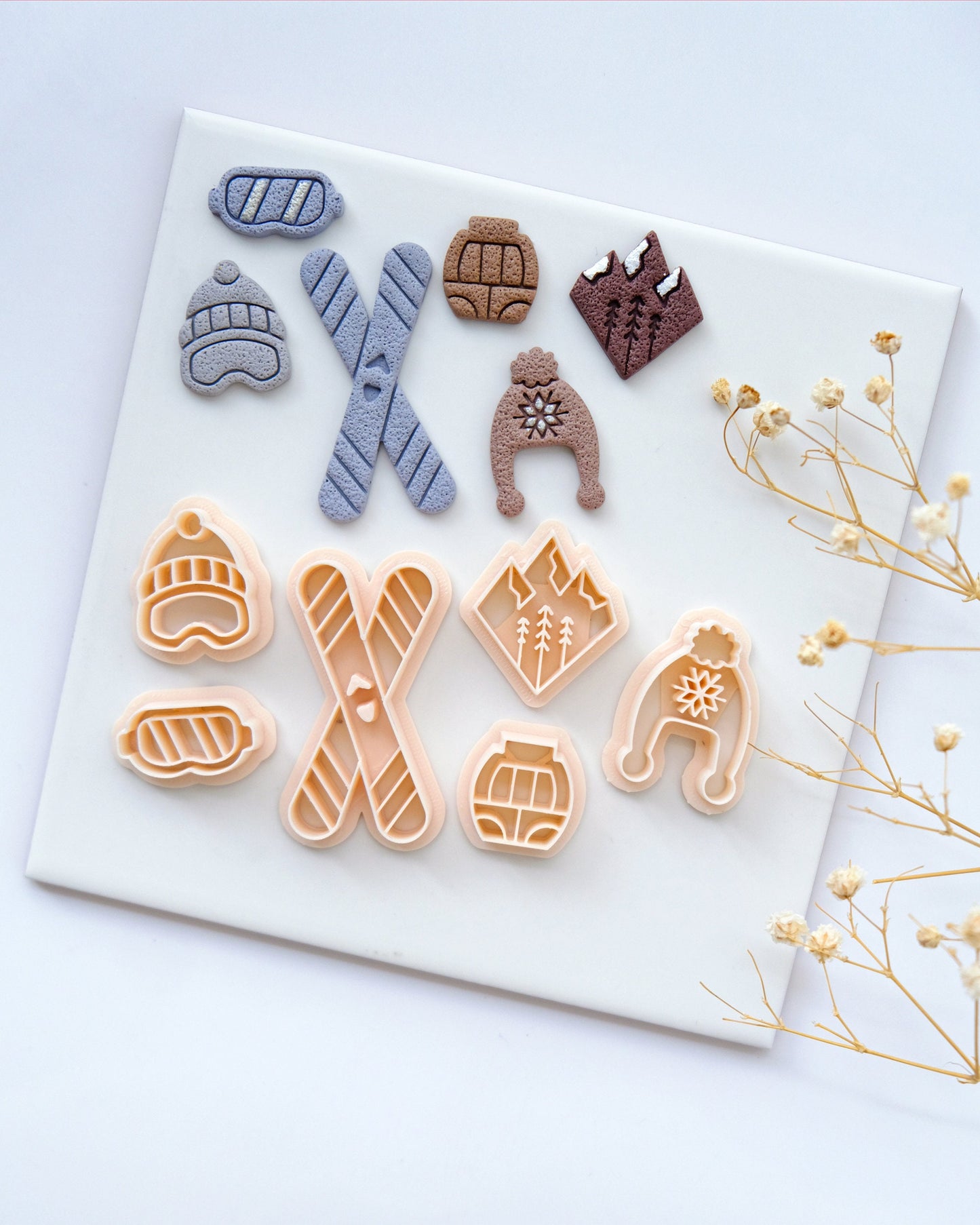 Skiing Polymer Clay Cutters Set