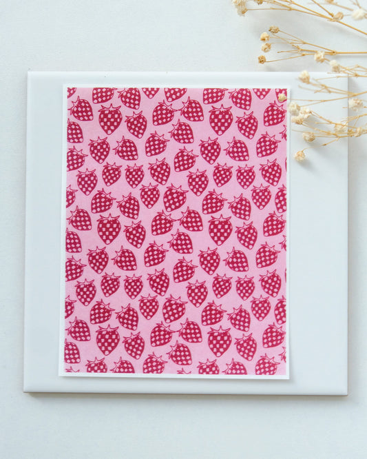 Valentine's Day Strawberry Clay Transfer Paper