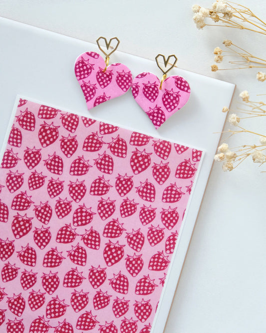 Strawberry Valentines Clay Transfer Paper