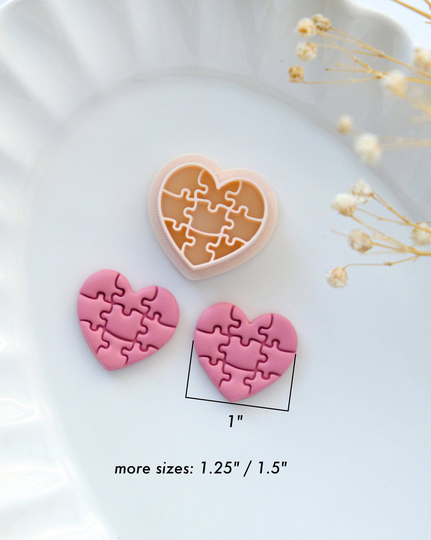 Puzzle Heart Valentines Polymer Clay Cutters