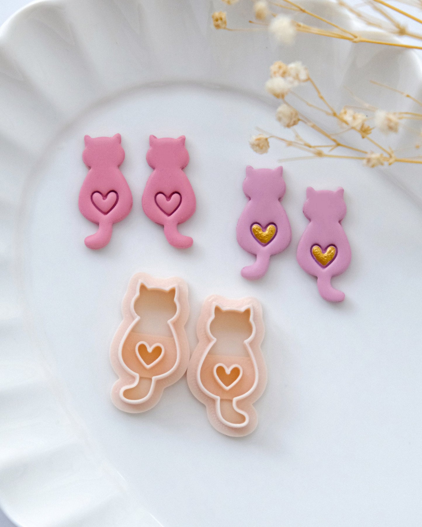 Cat with Heart Polymer Clay Cutters