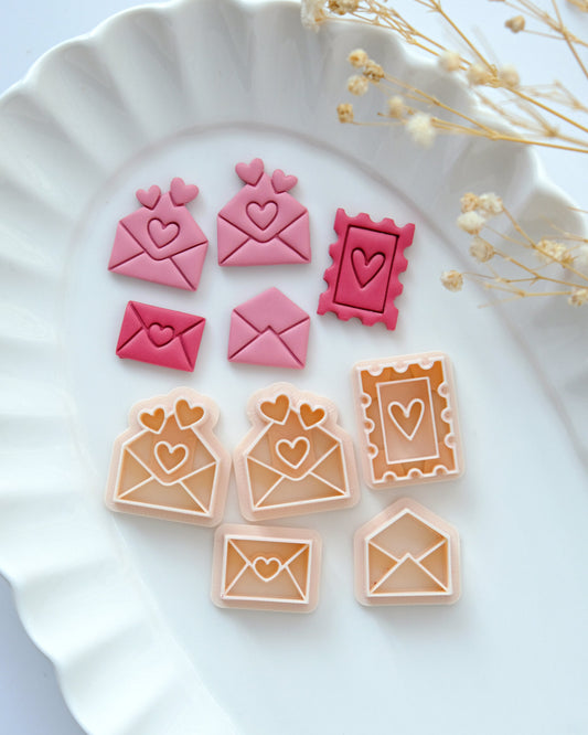 Love Envelope Stamp Valentines Clay Cutters