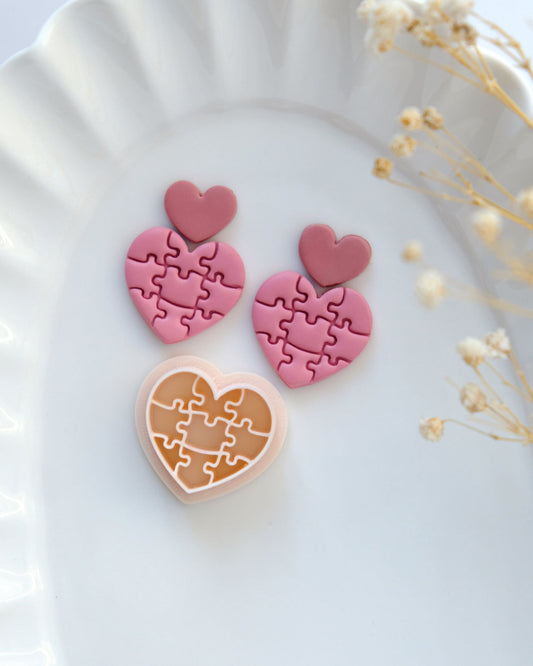 Puzzle Heart Valentines Polymer Clay Cutters