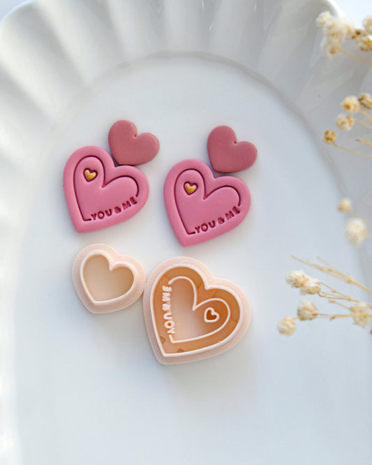 You and Me Heart Valentines Clay Cutters